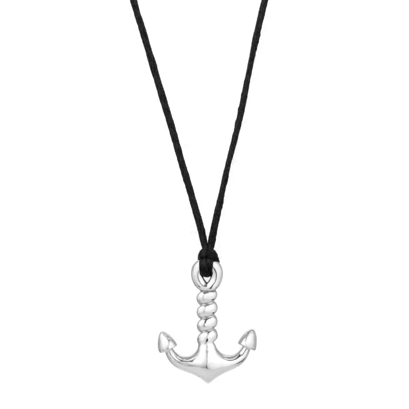 Black Satin Cord Anchor Necklace sold by Adina Reyter