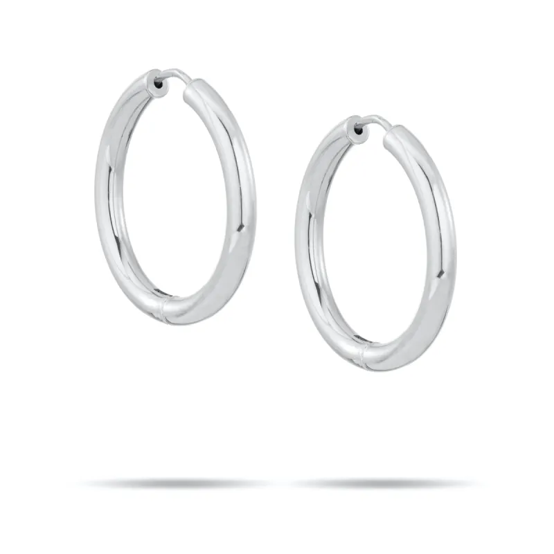 25mm Tube Hoops in Sterling Silver sold by Adina Reyter