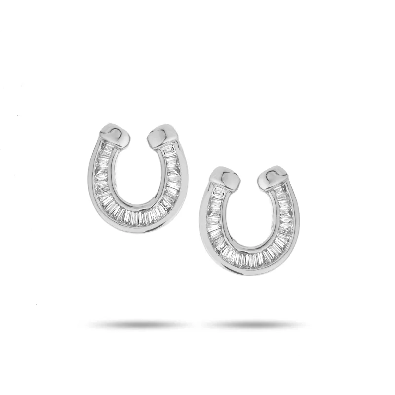 Baguette Horseshoe Posts in Sterling Silver sold by Adina Reyter