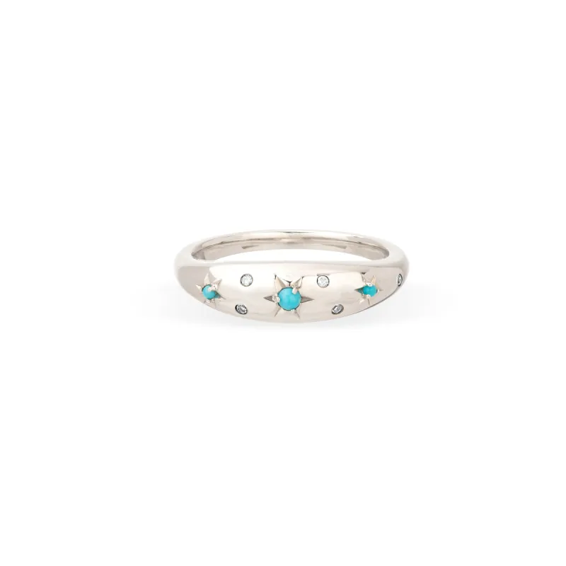 Celestial Turquoise + Diamond Small Dome Ring sold by Adina Reyter