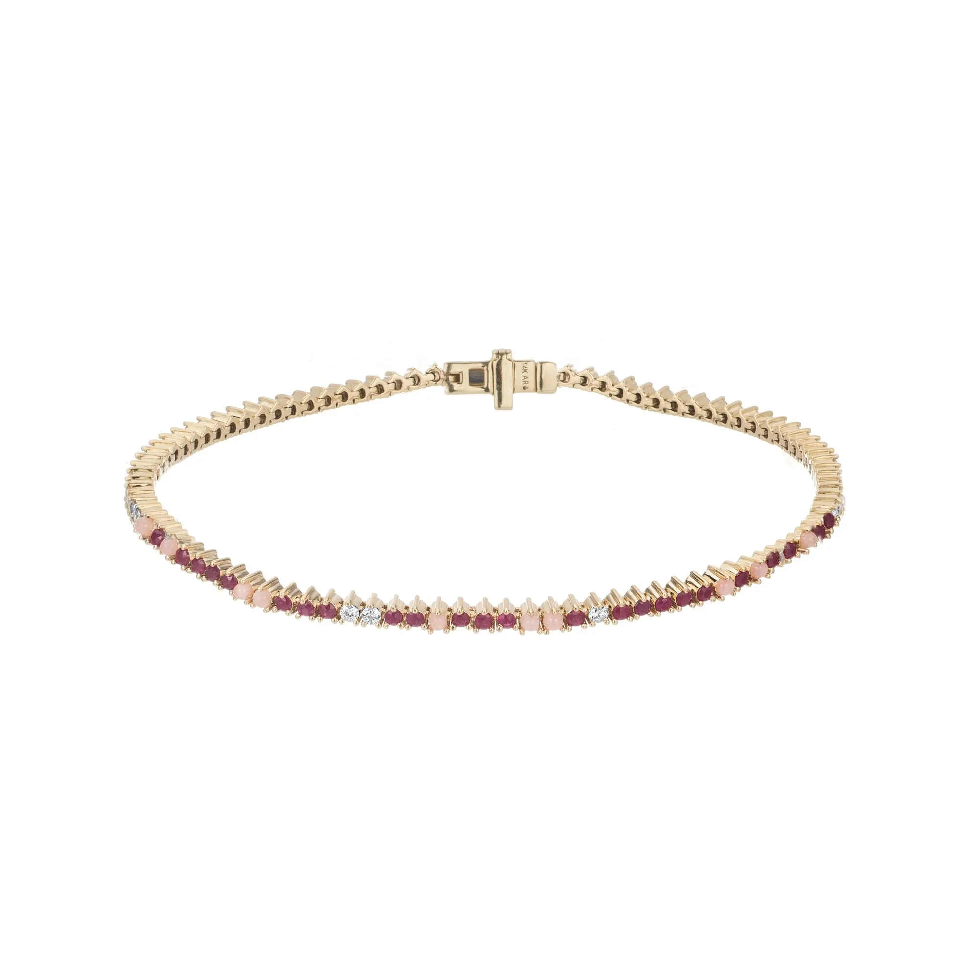 Amalfi Ruby + Diamond + Pink Opal Rounds Tennis Bracelet sold by Adina Reyter