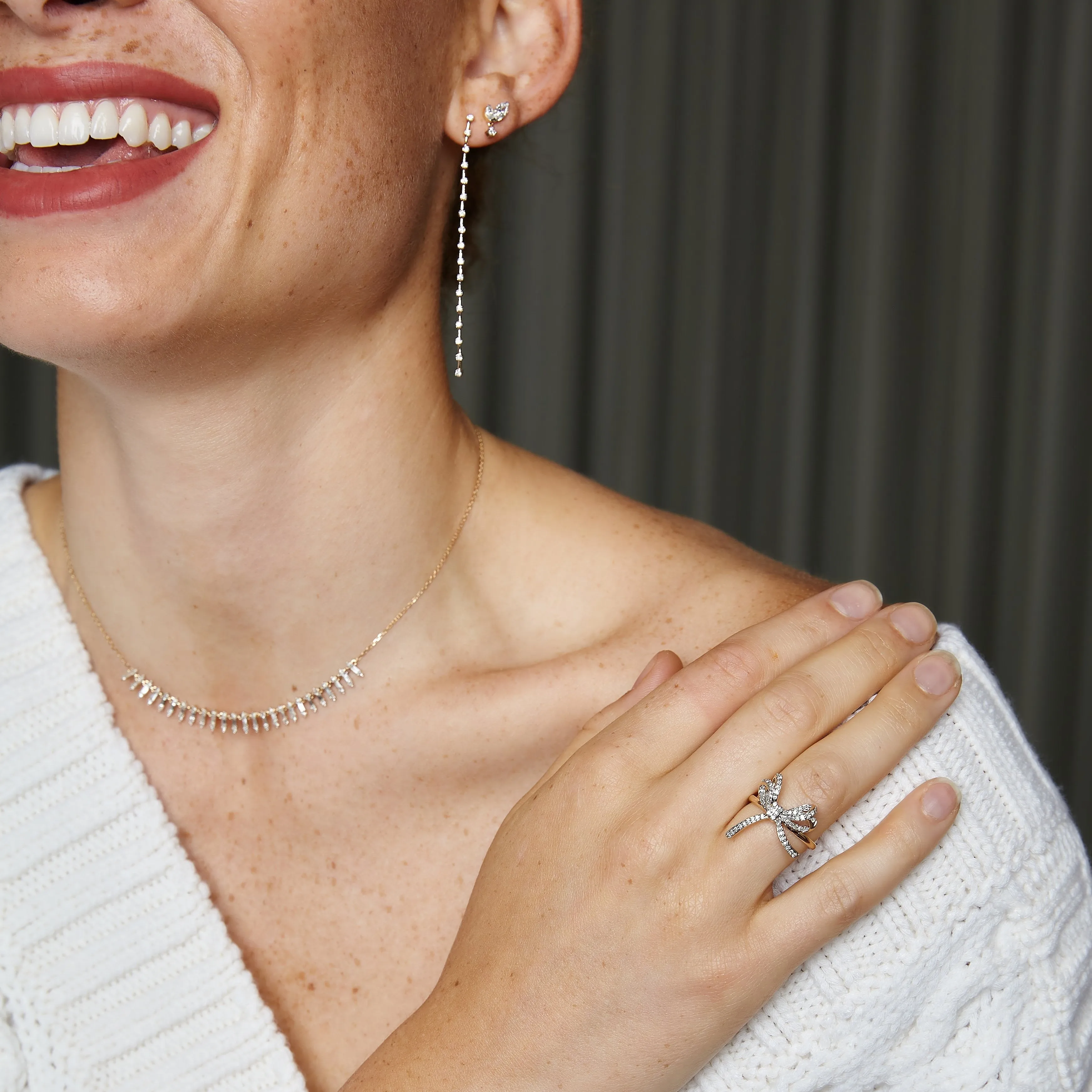 Diamond Station Drop Earrings sold by Adina Reyter product image thumbnail 2