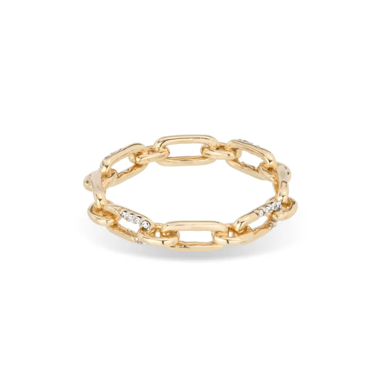 Pavé Interlocking Link Ring sold by Adina Reyter