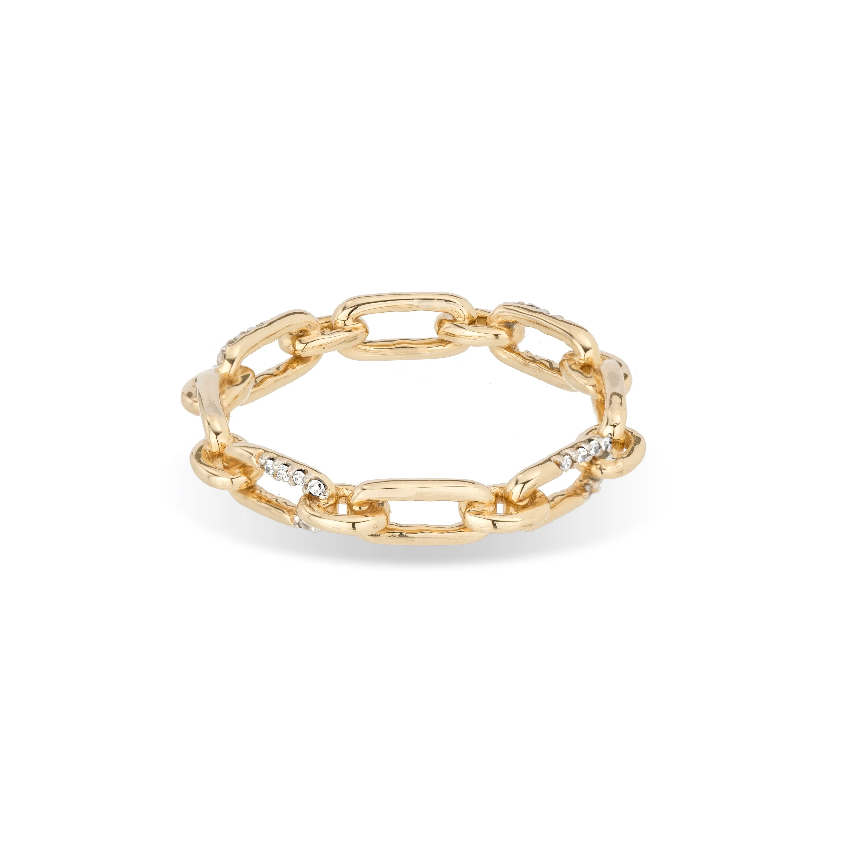 Pavé Interlocking Link Ring sold by Adina Reyter