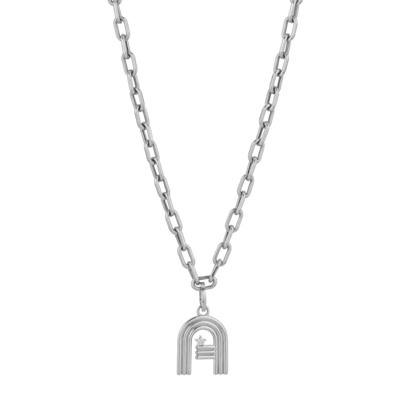 4mm Groovy Italian Chain Initial Necklace in Sterling Silver sold by Adina Reyter