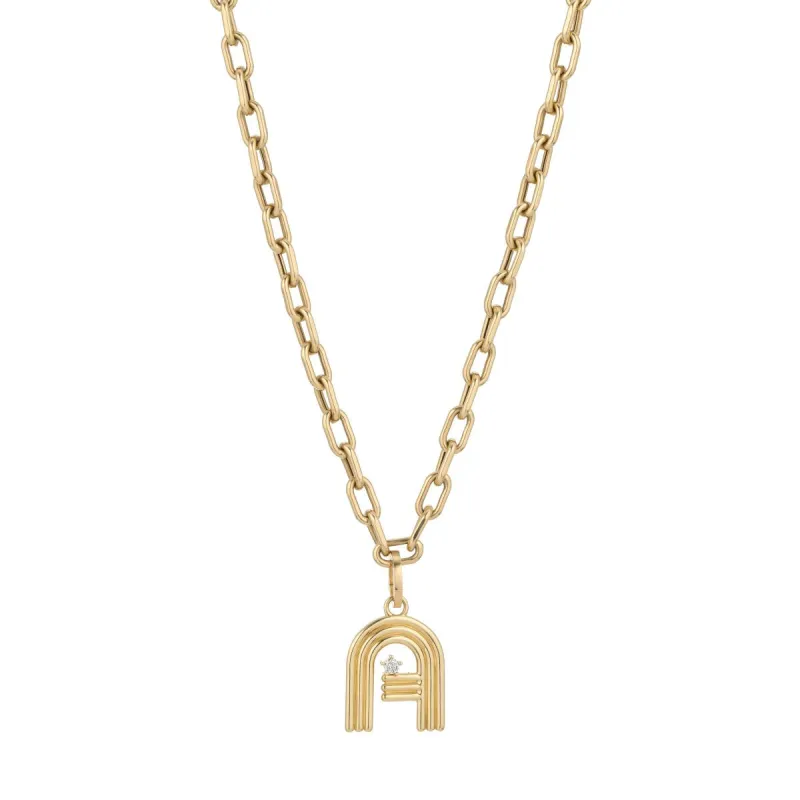 4mm Groovy Italian Chain Initial Necklace sold by Adina Reyter