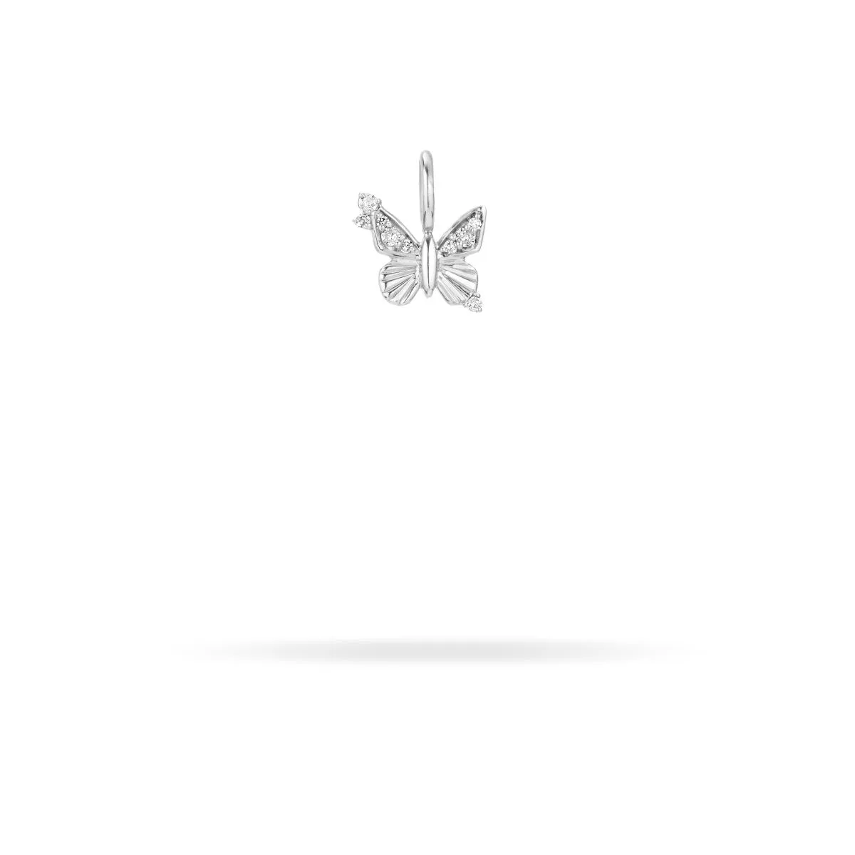 Diamond Butterfly Mini Bead Charm in Sterling Silver sold by Adina Reyter