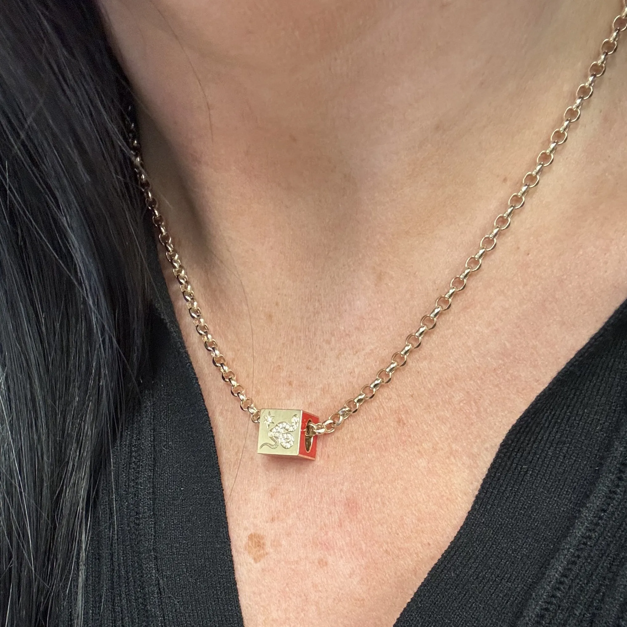 Year of the Snake Diamond + Ceramic Block Big Bead sold by Adina Reyter product image thumbnail 2