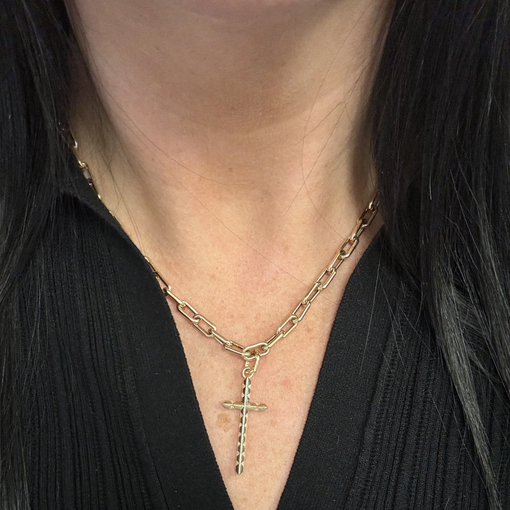 Pavé Diamond Cross Hinged Charm sold by Adina Reyter product image thumbnail 2