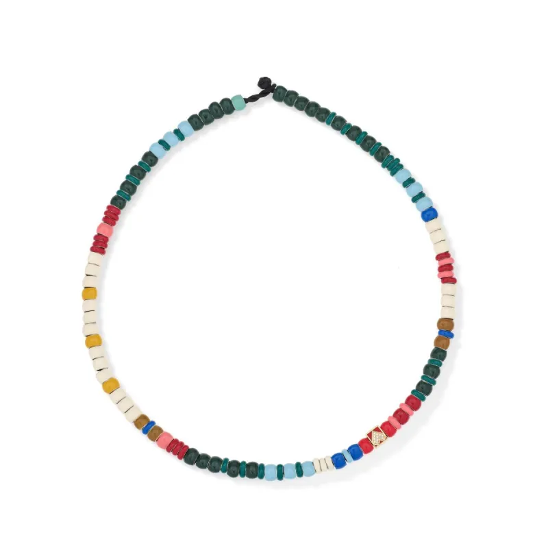 Mini Bead Valentine's Day Pavé + Full Enamel Necklace sold by Adina Reyter