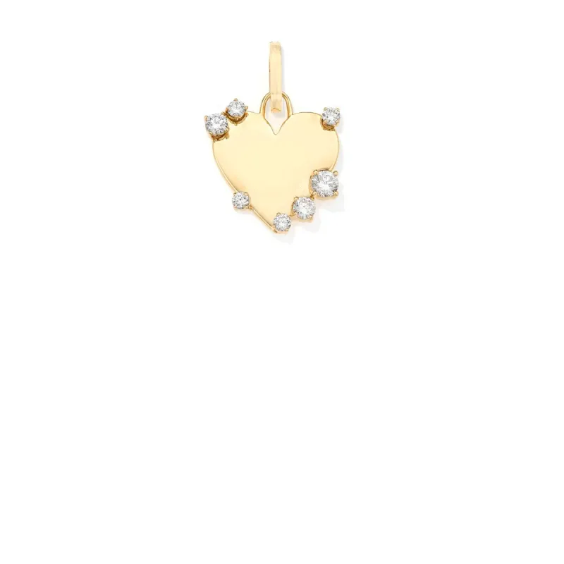 Diamond Heart Dog Tag Hinged Charm - Lab Grown sold by Adina Reyter