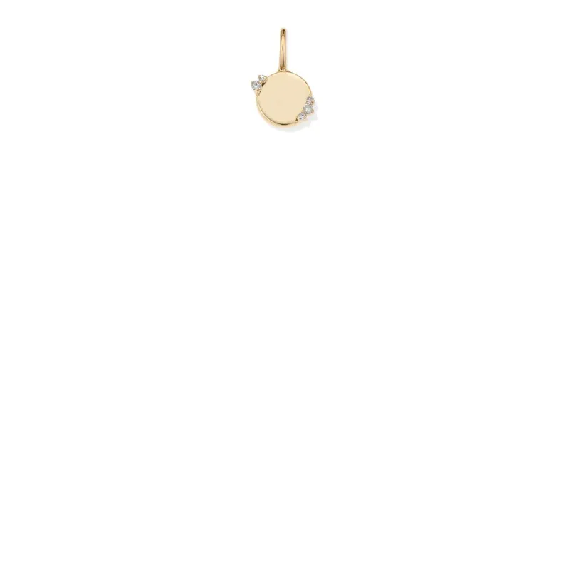 Diamond Round Dog Tag Mini Bead Charm sold by Adina Reyter