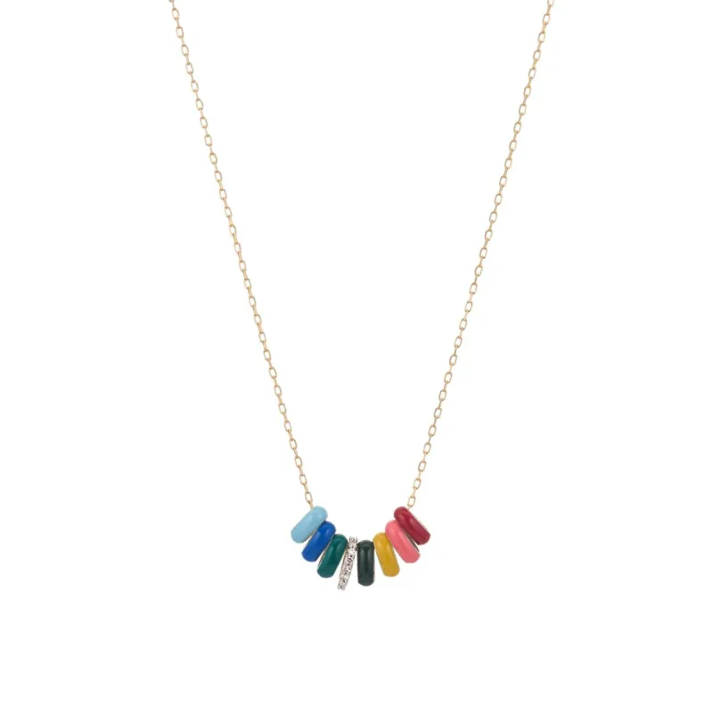 Mini Bead Diamond + Enamel Love Necklace sold by Adina Reyter