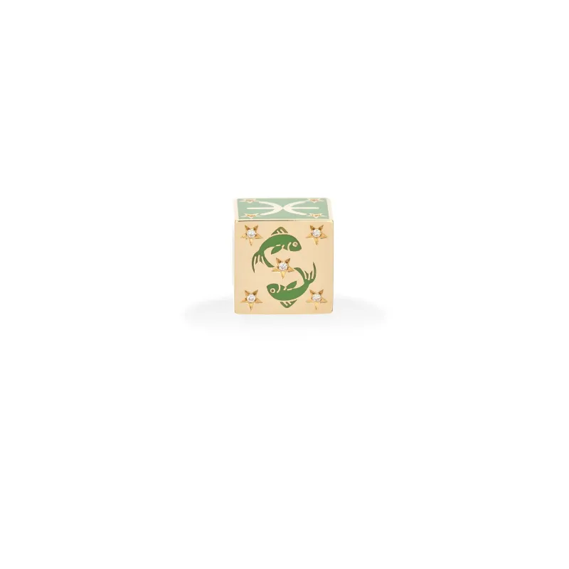 Zodiac Ceramic + Diamond Pisces Block Big Bead sold by Adina Reyter