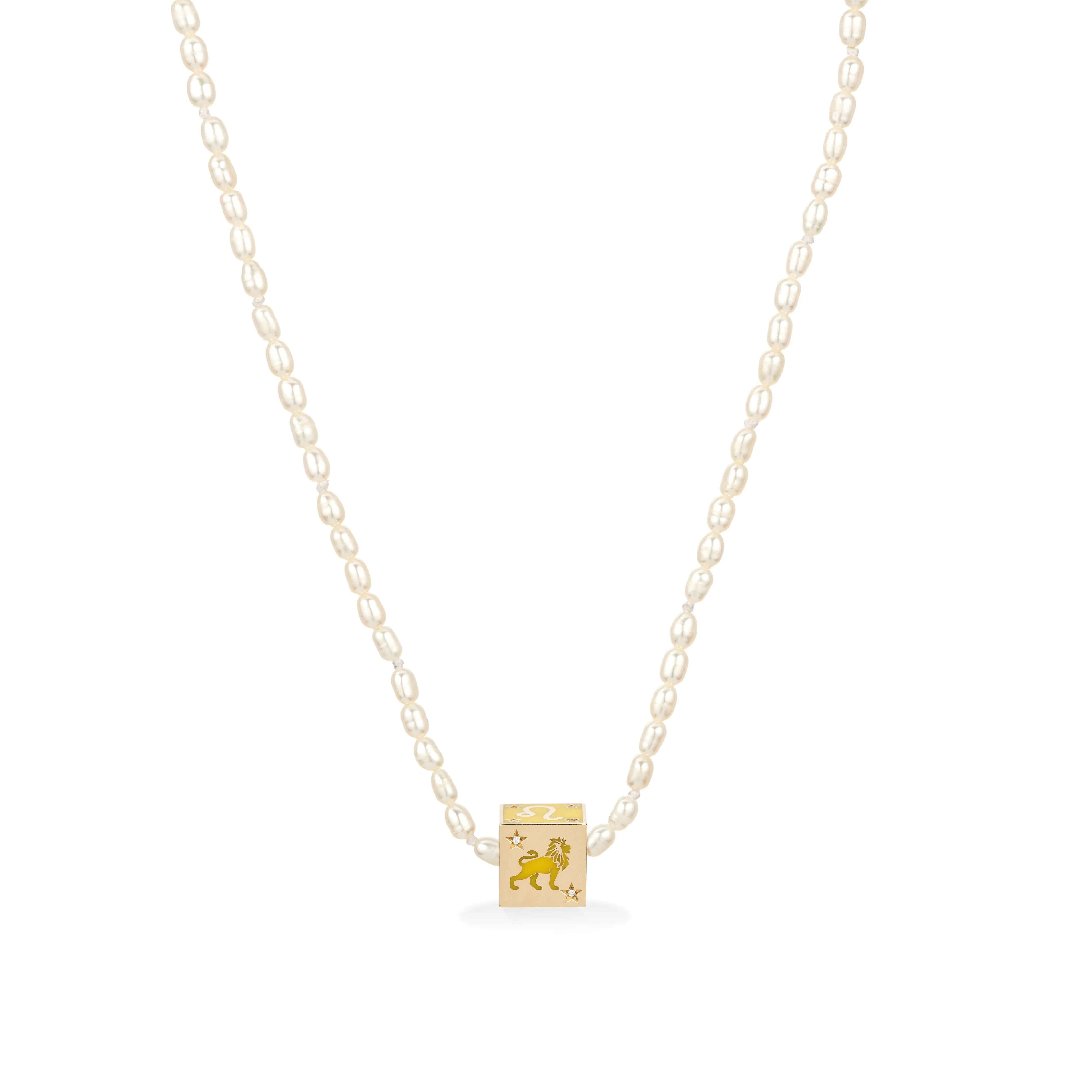 Zodiac Ceramic + Diamond Leo Block Big Bead sold by Adina Reyter product image thumbnail 5