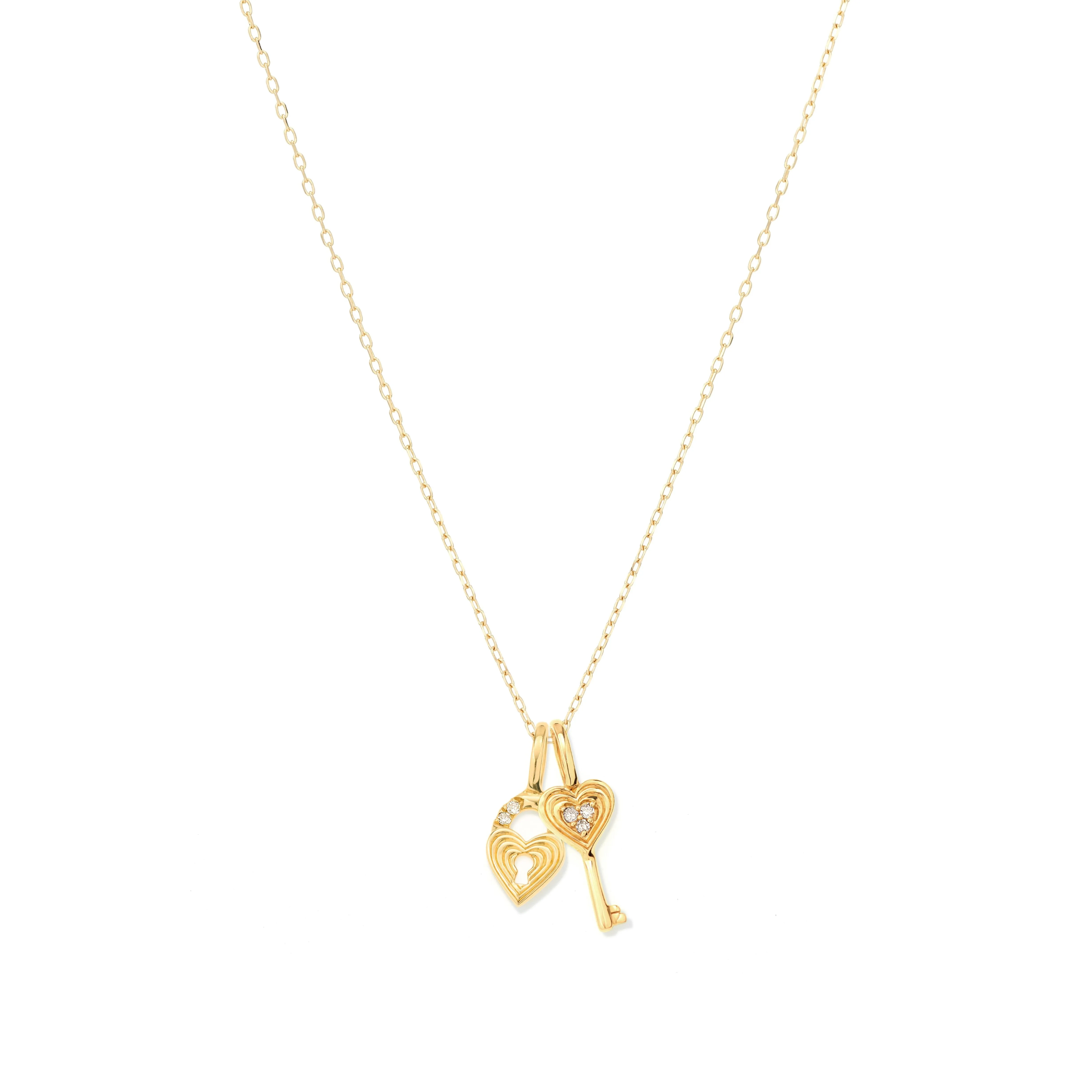 Groovy Diamond Heart Key & Padlock Mini Bead Necklace sold by Adina Reyter