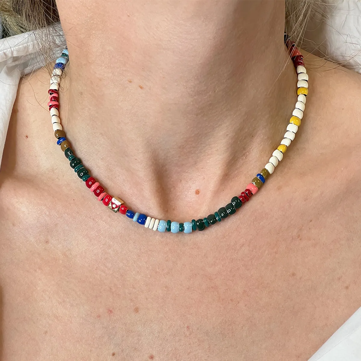 Mini Bead Love Pavé + Full Enamel Necklace sold by Adina Reyter product image thumbnail 2