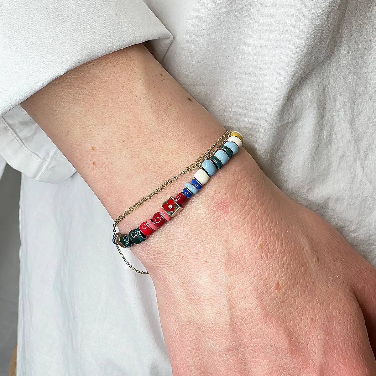 Mini Bead Love Pavé + Full Enamel Bracelet sold by Adina Reyter product image thumbnail 2