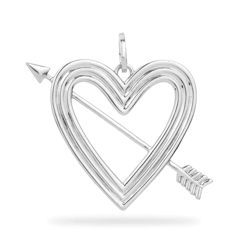 Groovy XL Heart + Arrow Hinged Charm in Sterling Silver sold by Adina Reyter