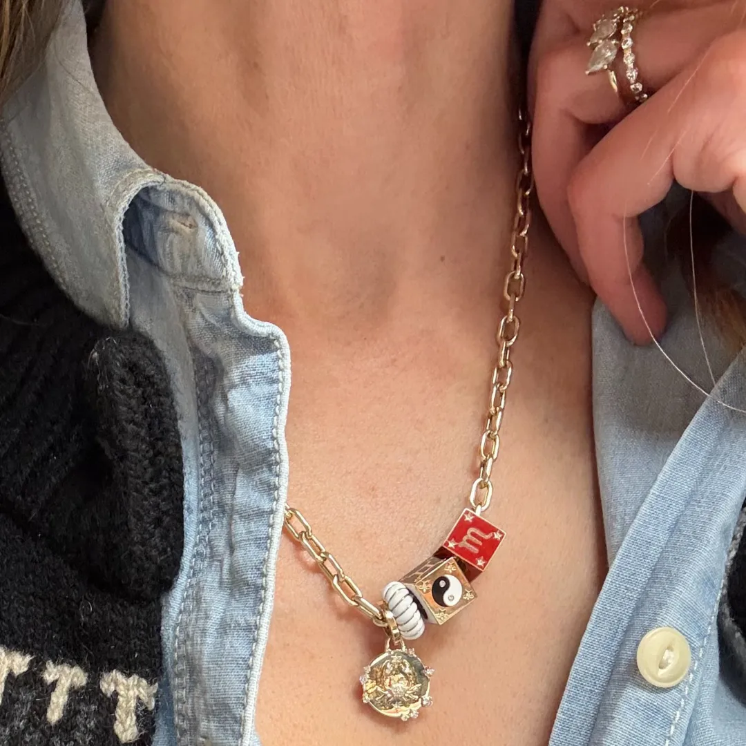 Zodiac Ceramic + Diamond Sagittarius Block Big Bead sold by Adina Reyter product image thumbnail 4