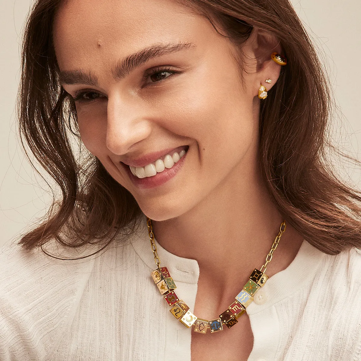 Zodiac Ceramic + Diamond Sagittarius Block Big Bead sold by Adina Reyter product image thumbnail 2