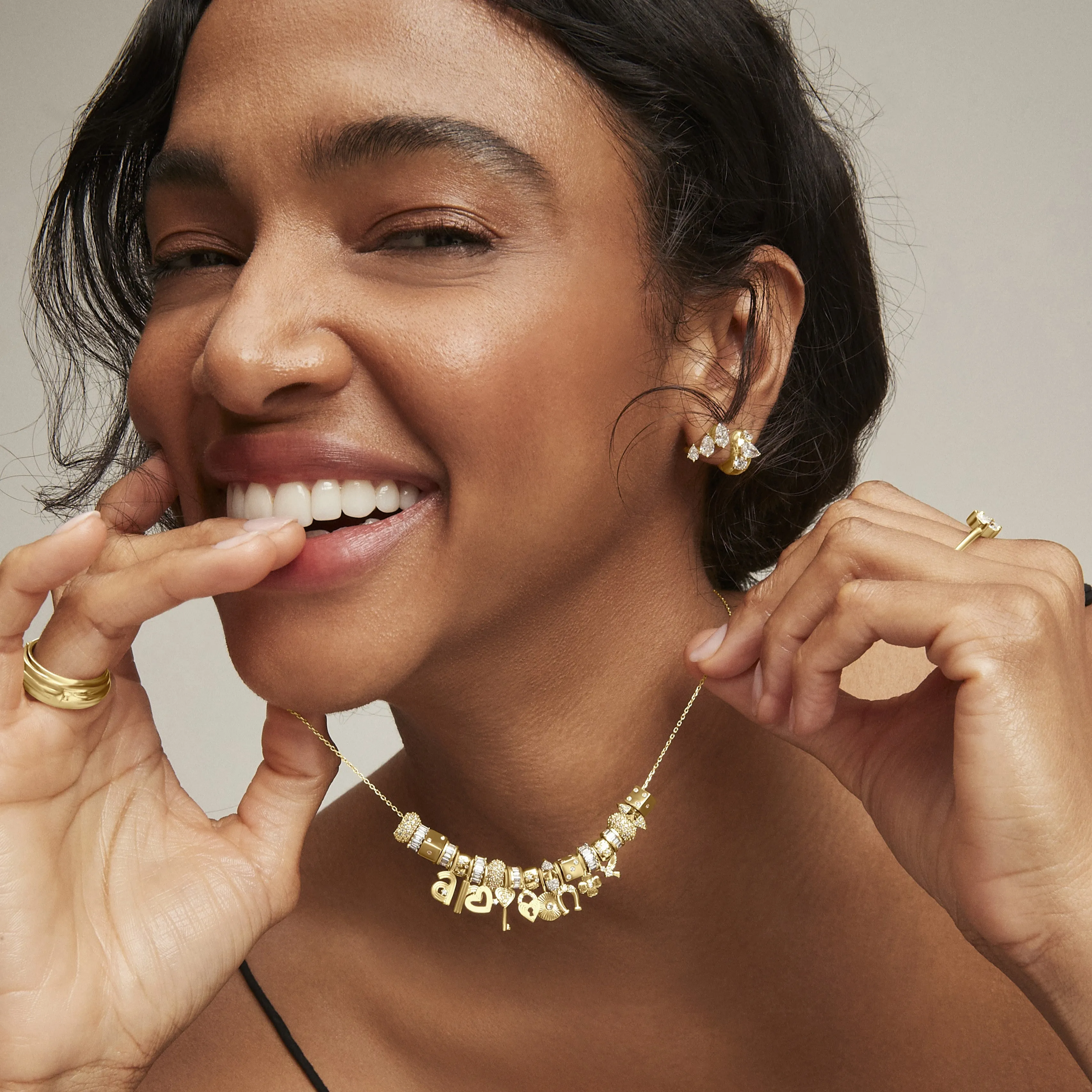 Groovy Diamond Heart Key & Padlock Mini Bead Necklace sold by Adina Reyter product image thumbnail 2