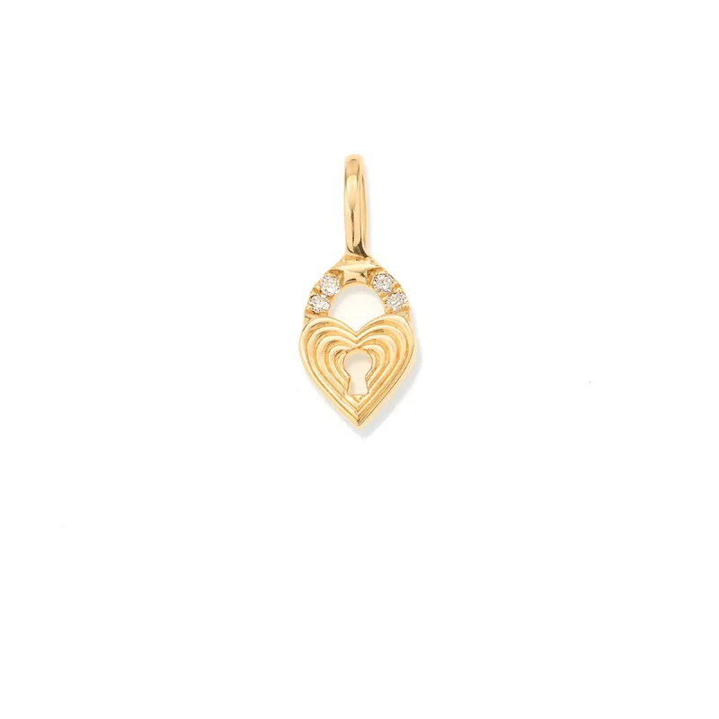 Groovy Diamond Heart Padlock Mini Charm sold by Adina Reyter