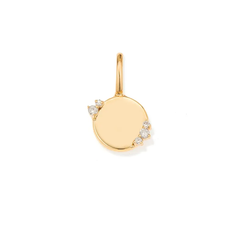 Diamond Round Dog Tag Mini Charm sold by Adina Reyter