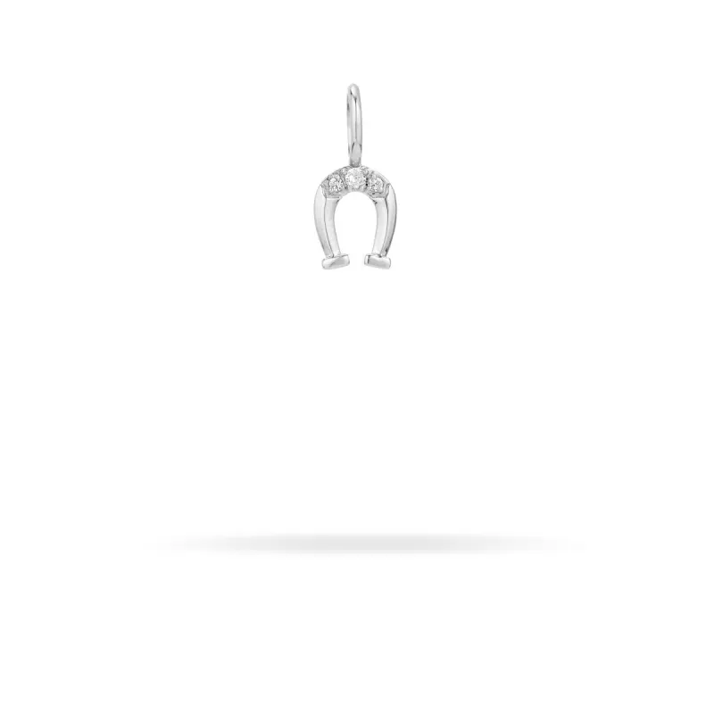 Diamond Horseshoe Mini Charm in Sterling Silver sold by Adina Reyter