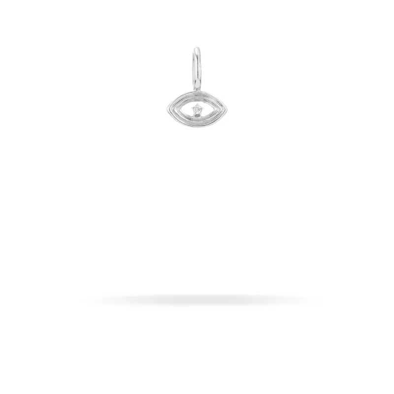 Groovy Diamond Evil Eye Mini Charm  in Sterling Silver sold by Adina Reyter