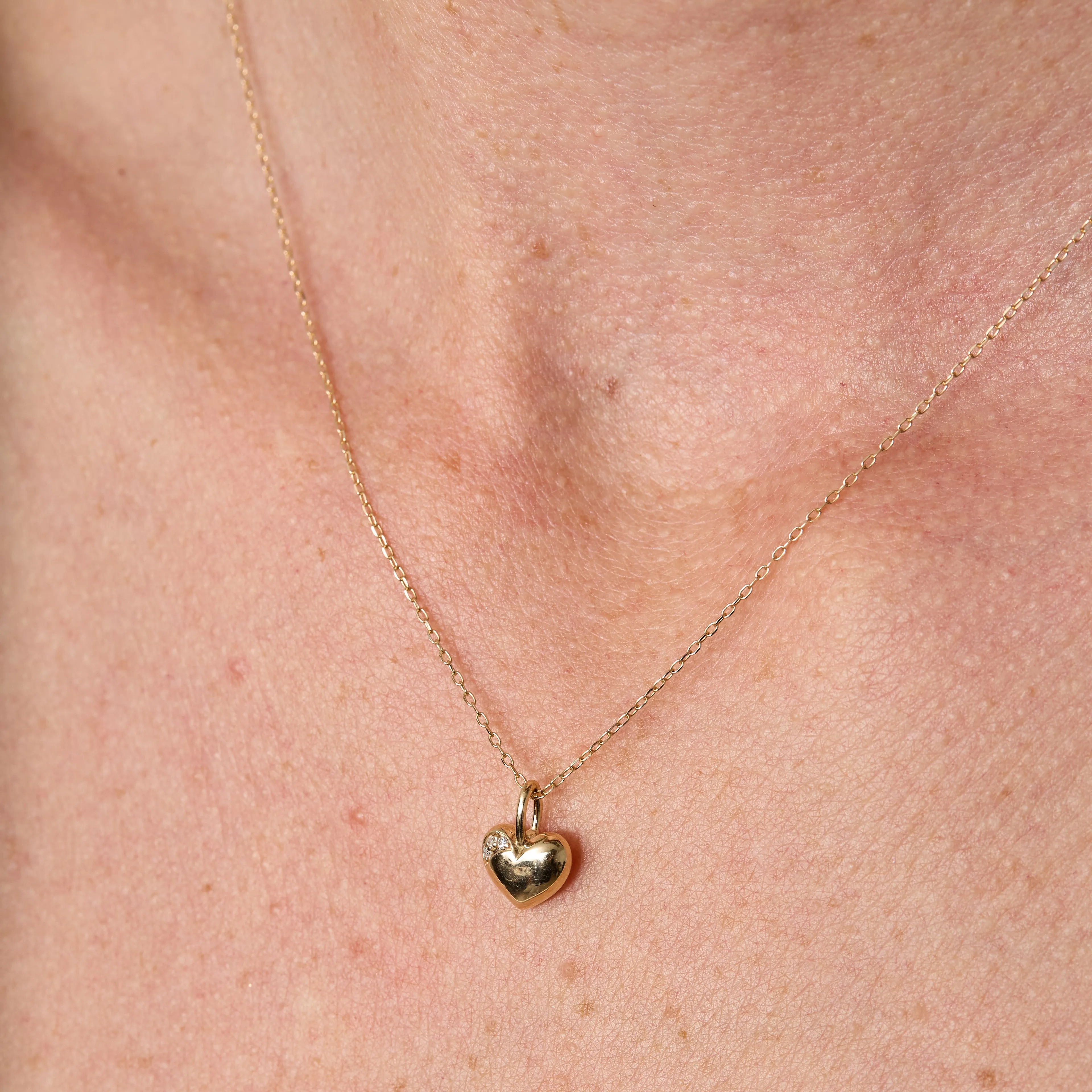 Diamond Puffy Heart Mini Charm in Sterling Silver sold by Adina Reyter product image thumbnail 2