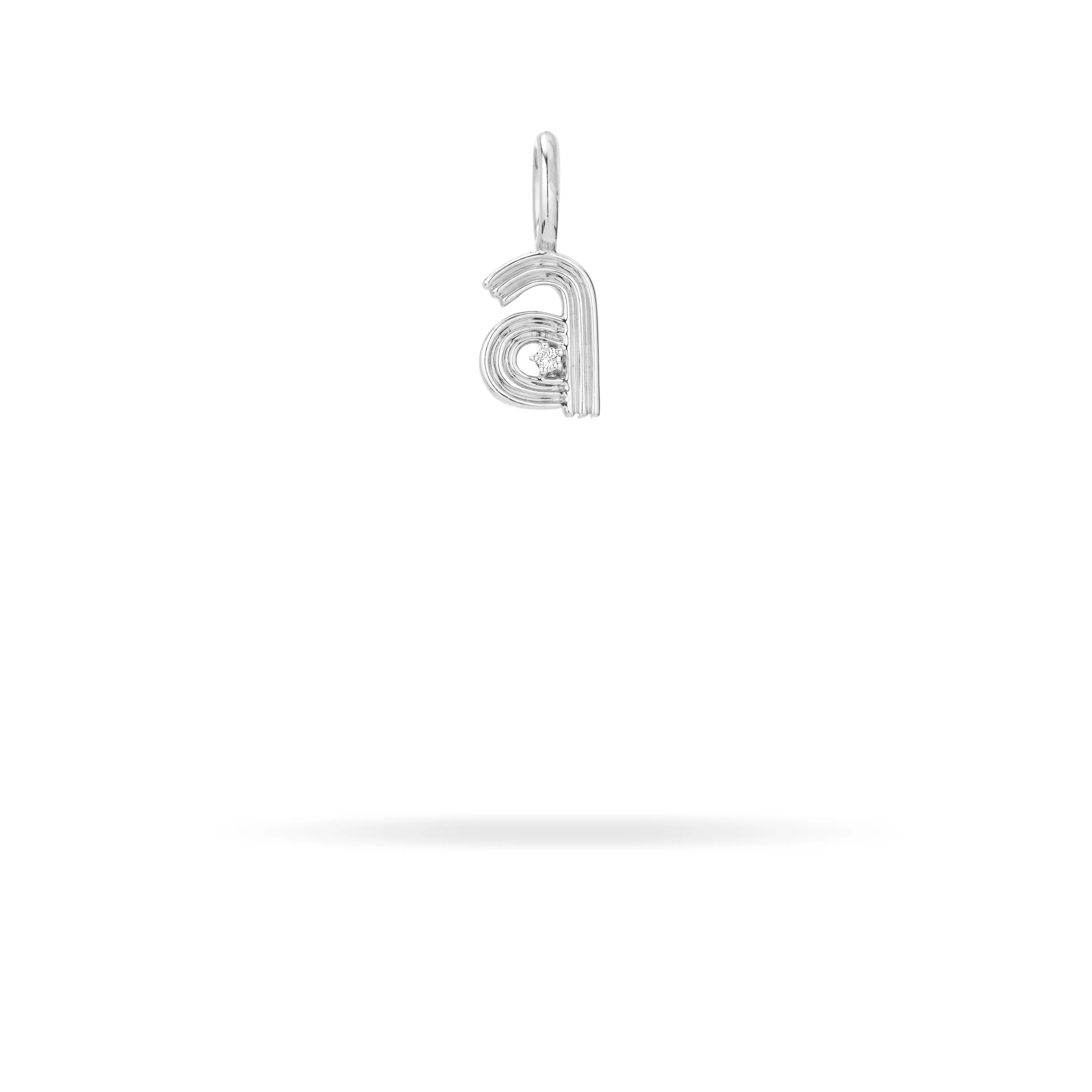 Groovy Diamond Initial Mini Charm in Sterling Silver sold by Adina Reyter