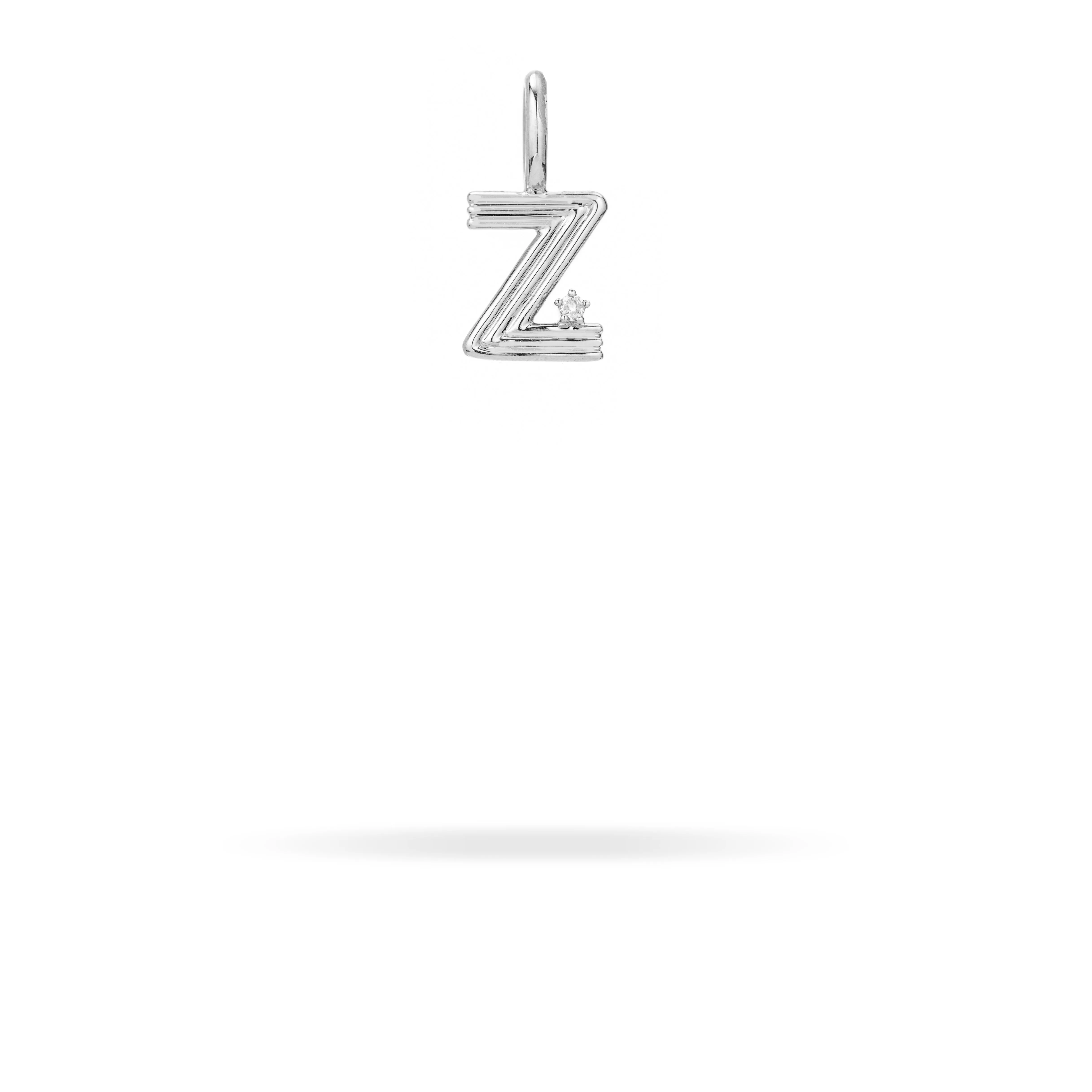 Groovy Diamond Initial Mini Charm Z in Sterling Silver sold by Adina Reyter