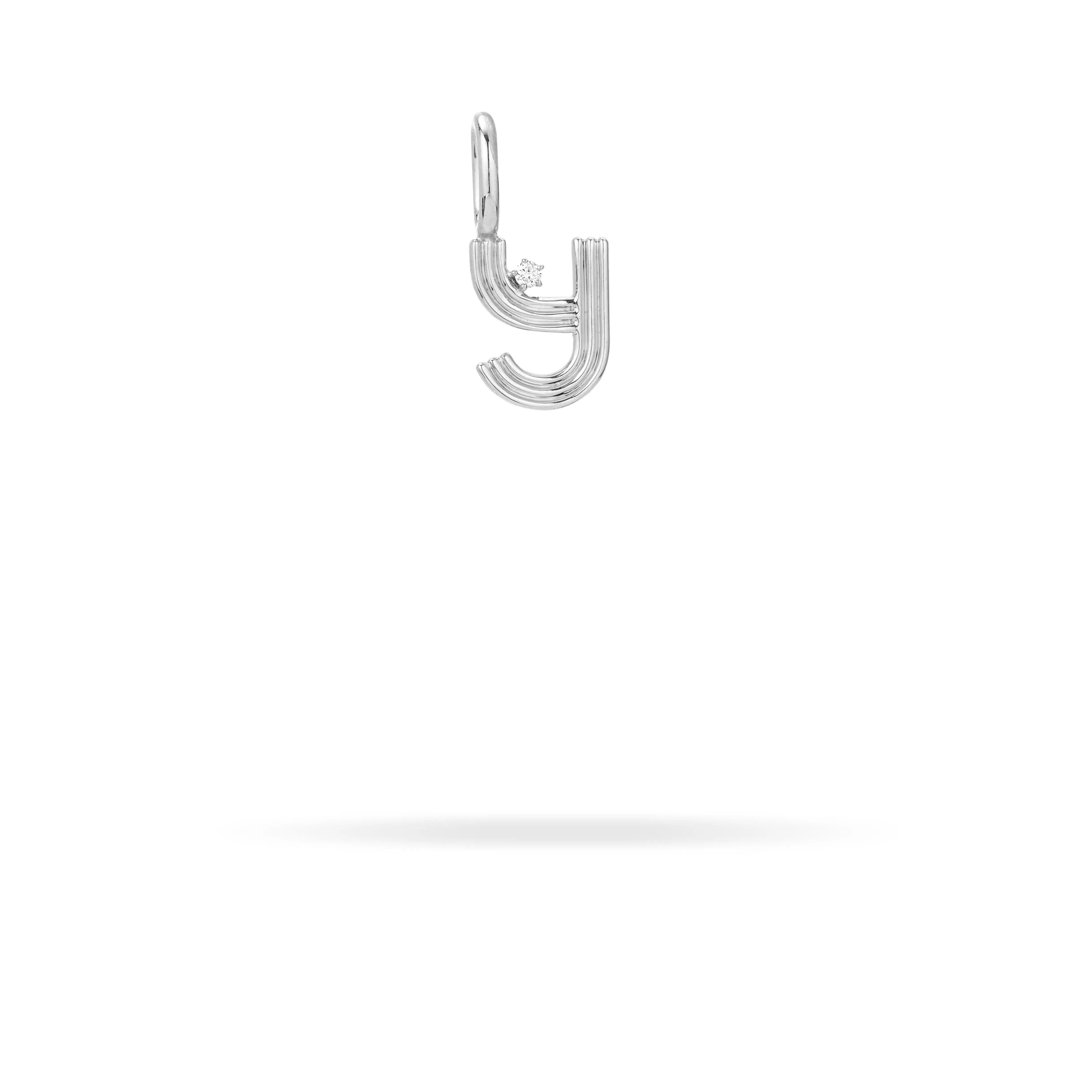 Groovy Diamond Initial Mini Charm Y in Sterling Silver sold by Adina Reyter