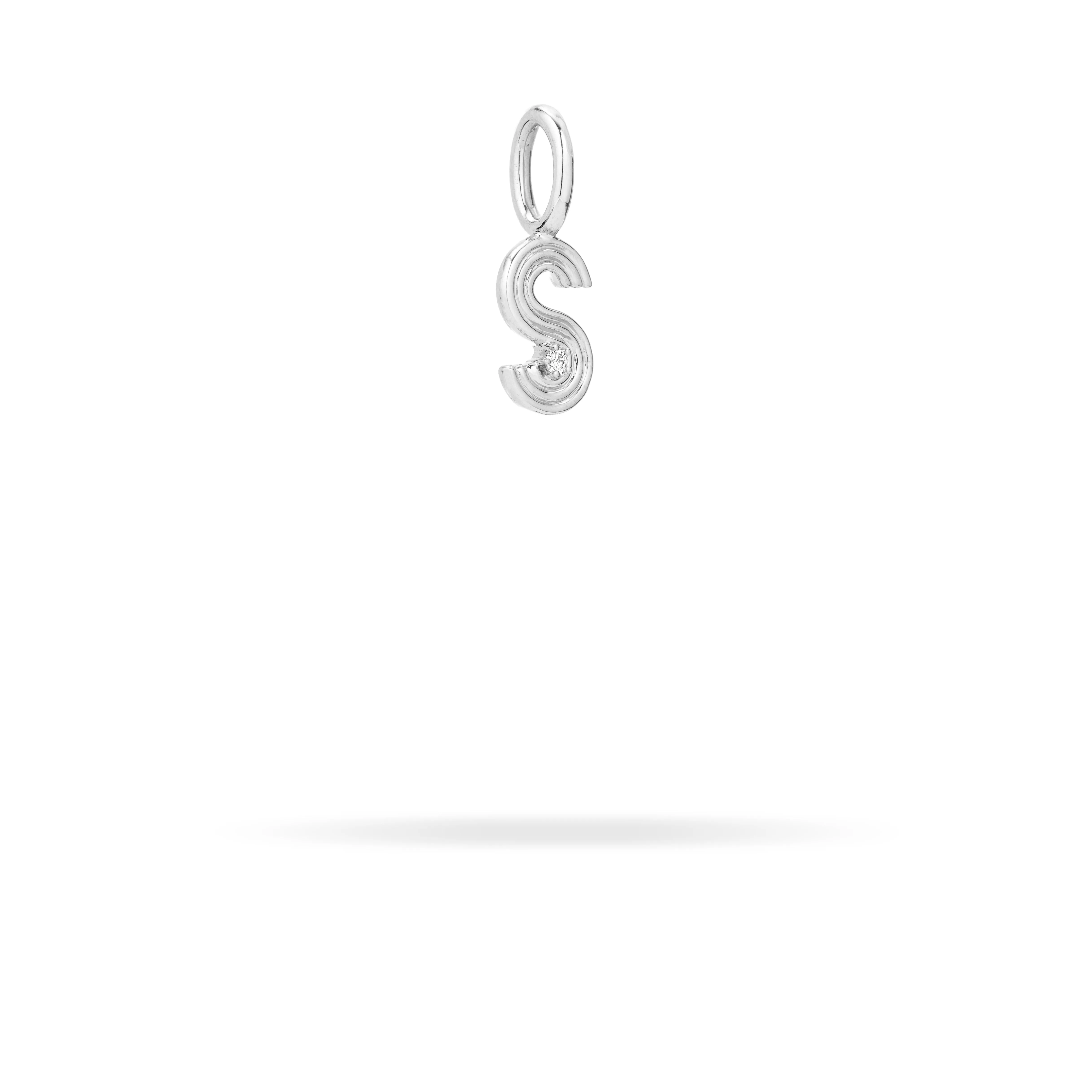 Groovy Diamond Initial Mini Charm S in Sterling Silver sold by Adina Reyter product image thumbnail 2