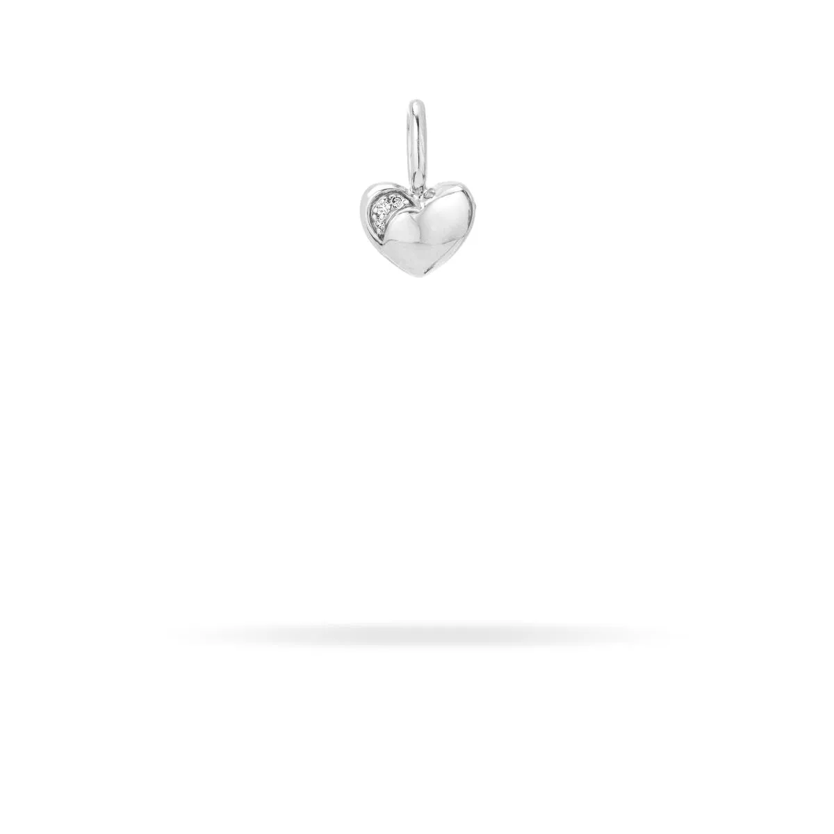 Diamond Puffy Heart Mini Charm in Sterling Silver (Just Bead) sold by Adina Reyter