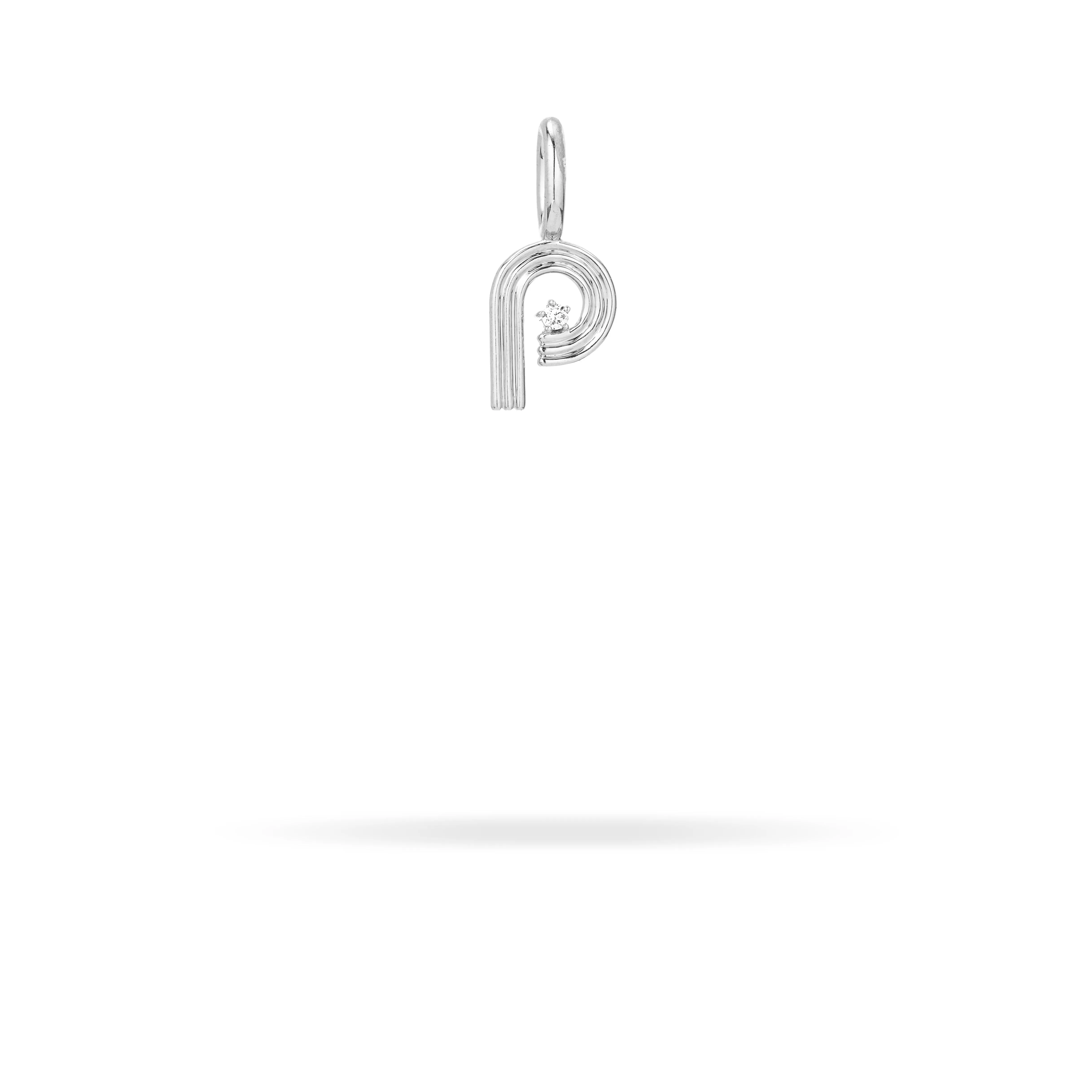 Groovy Diamond Initial Mini Charm P in Sterling Silver sold by Adina Reyter