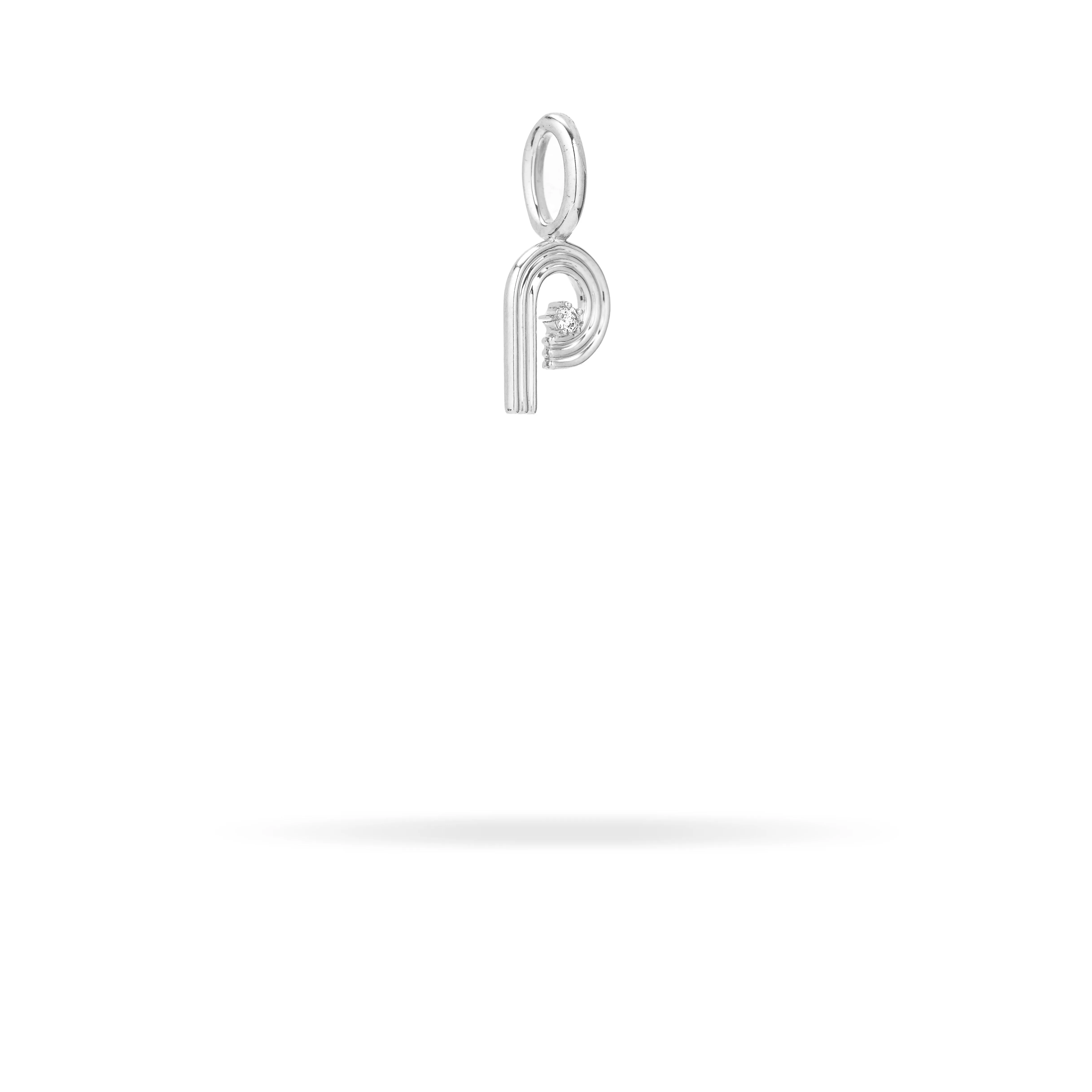 Groovy Diamond Initial Mini Charm P in Sterling Silver sold by Adina Reyter product image thumbnail 2