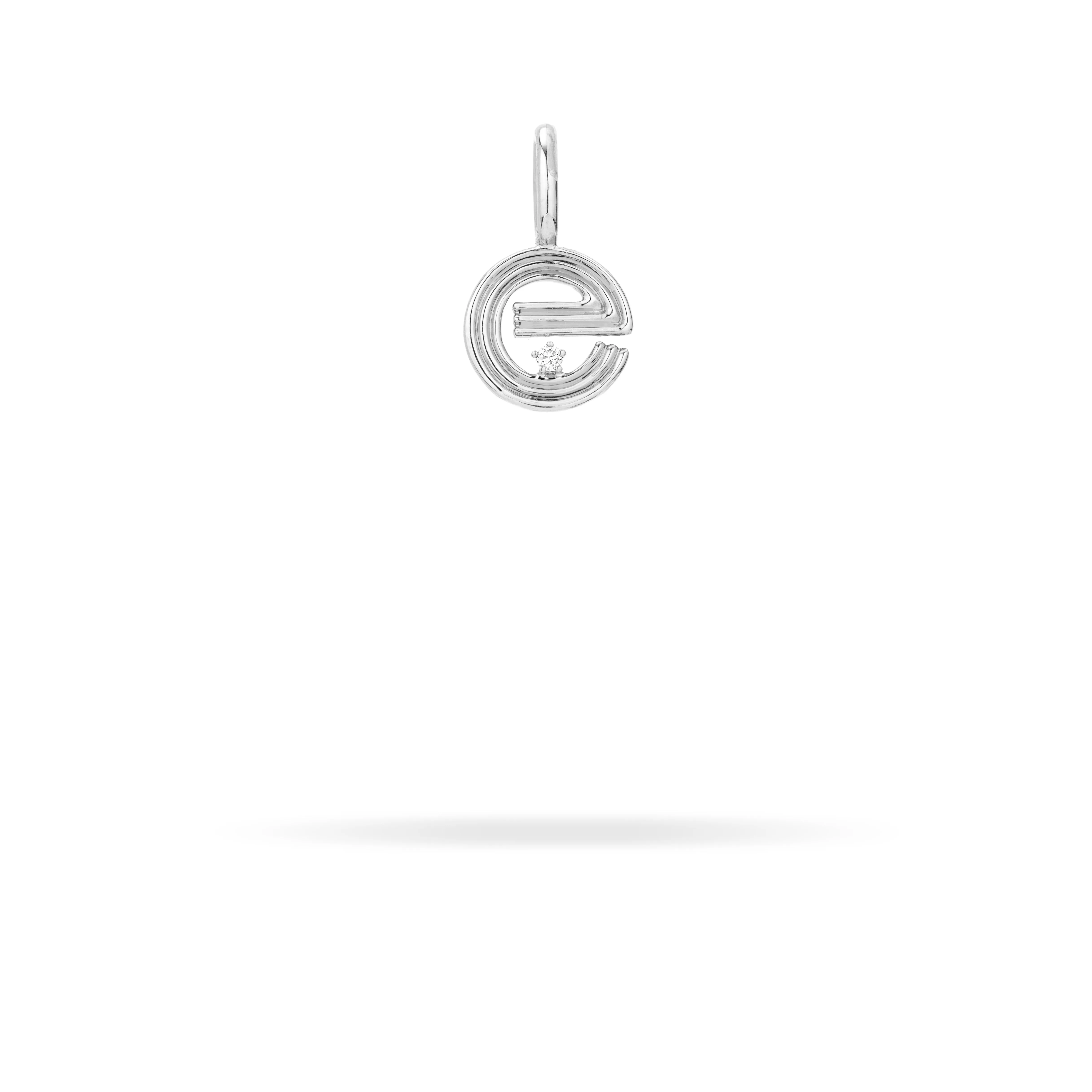 Groovy Diamond Initial Mini Charm E in Sterling Silver sold by Adina Reyter
