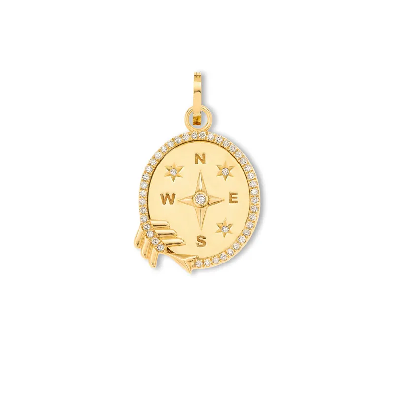Diamond Arrow Compass Hinged Charm sold by Adina Reyter