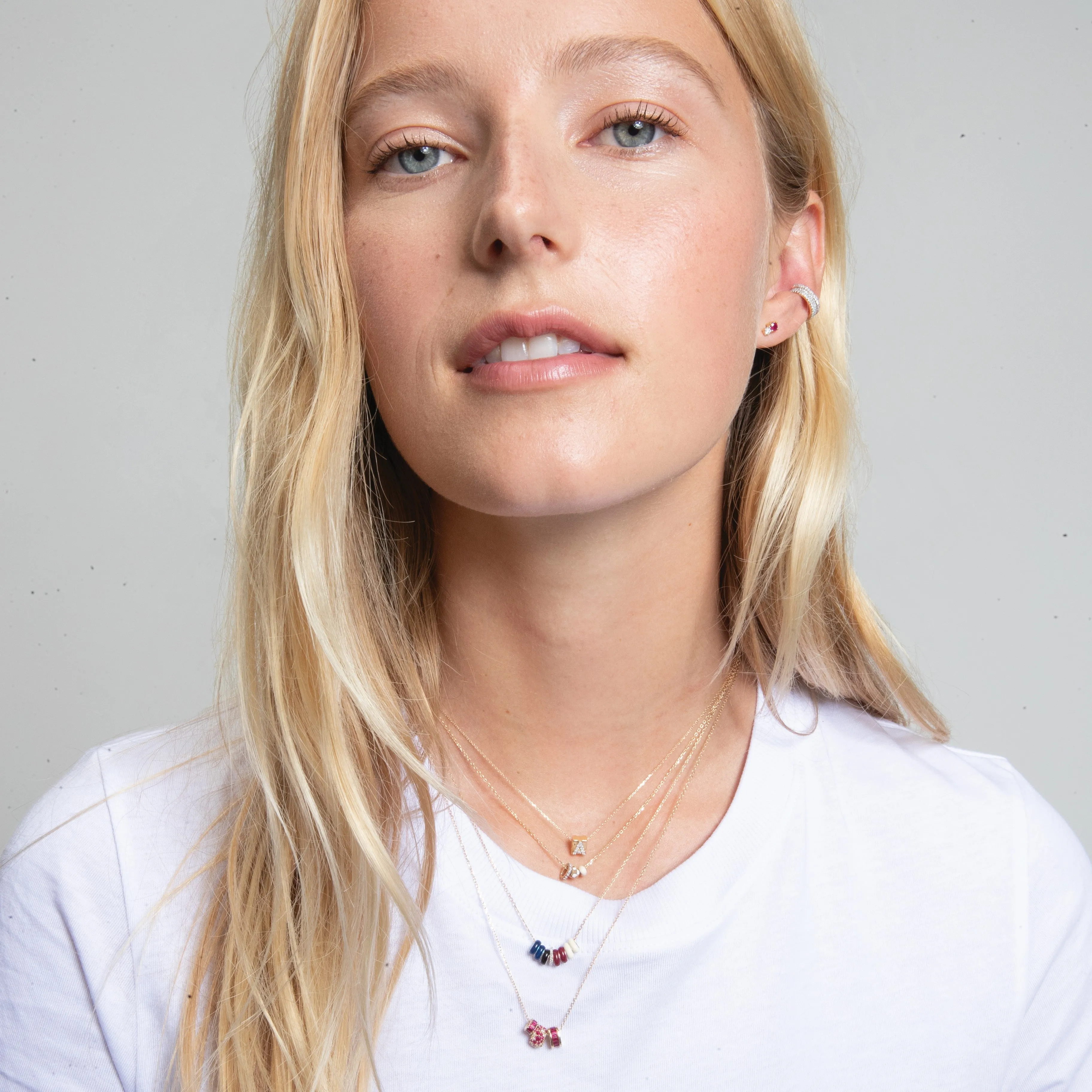 Cabana Stripes Diamond + Enamel Mini Bead Necklace sold by Adina Reyter product image thumbnail 2