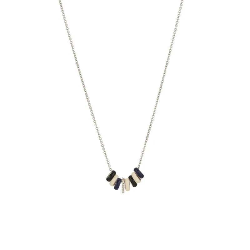 Midnight Stripes Diamond + Enamel Mini Bead Necklace sold by Adina Reyter