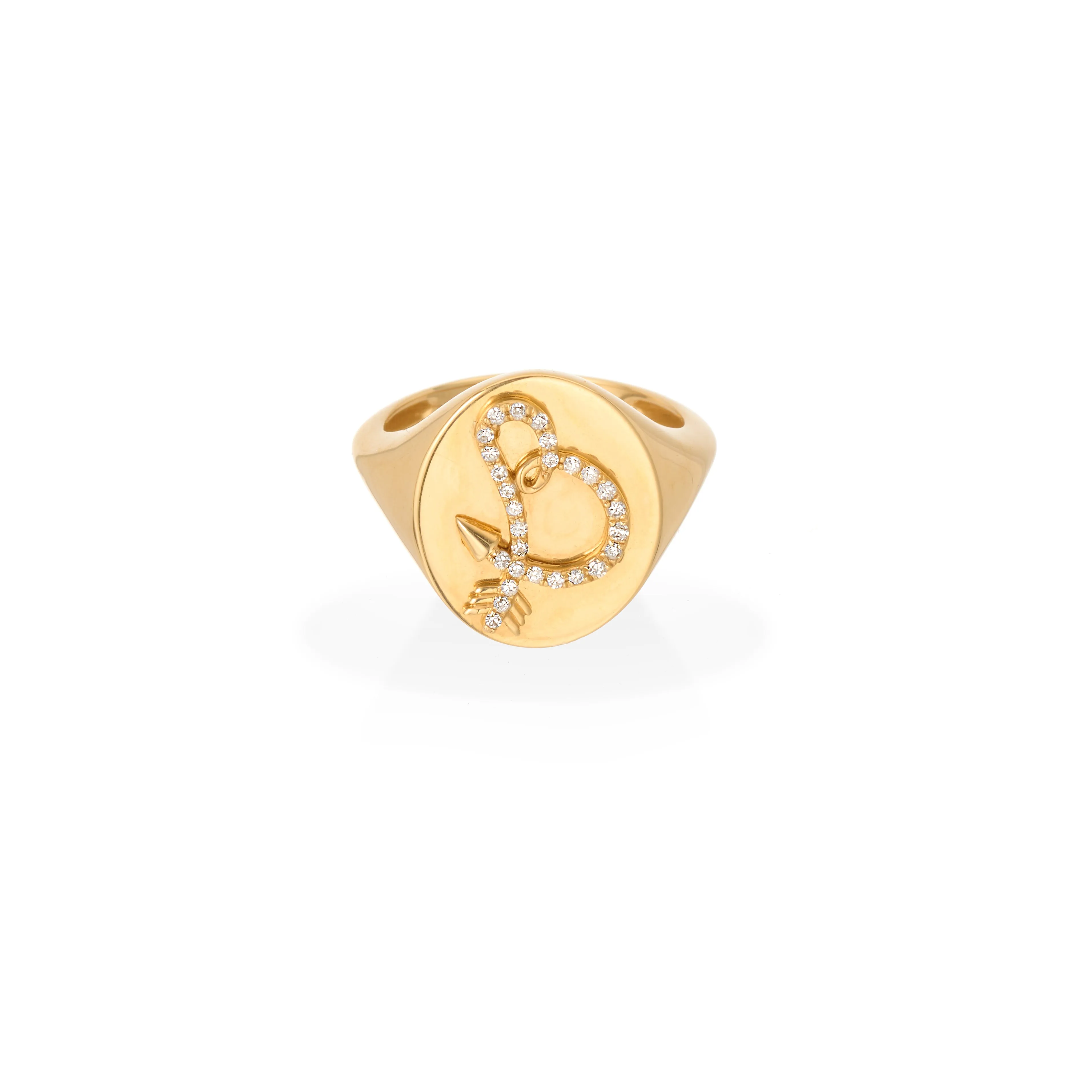 Diamond Arrow Initial Signet Ring sold by Adina Reyter product image thumbnail 5