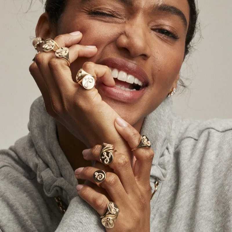 Diamond Arrow Initial Signet Ring sold by Adina Reyter product image thumbnail 3