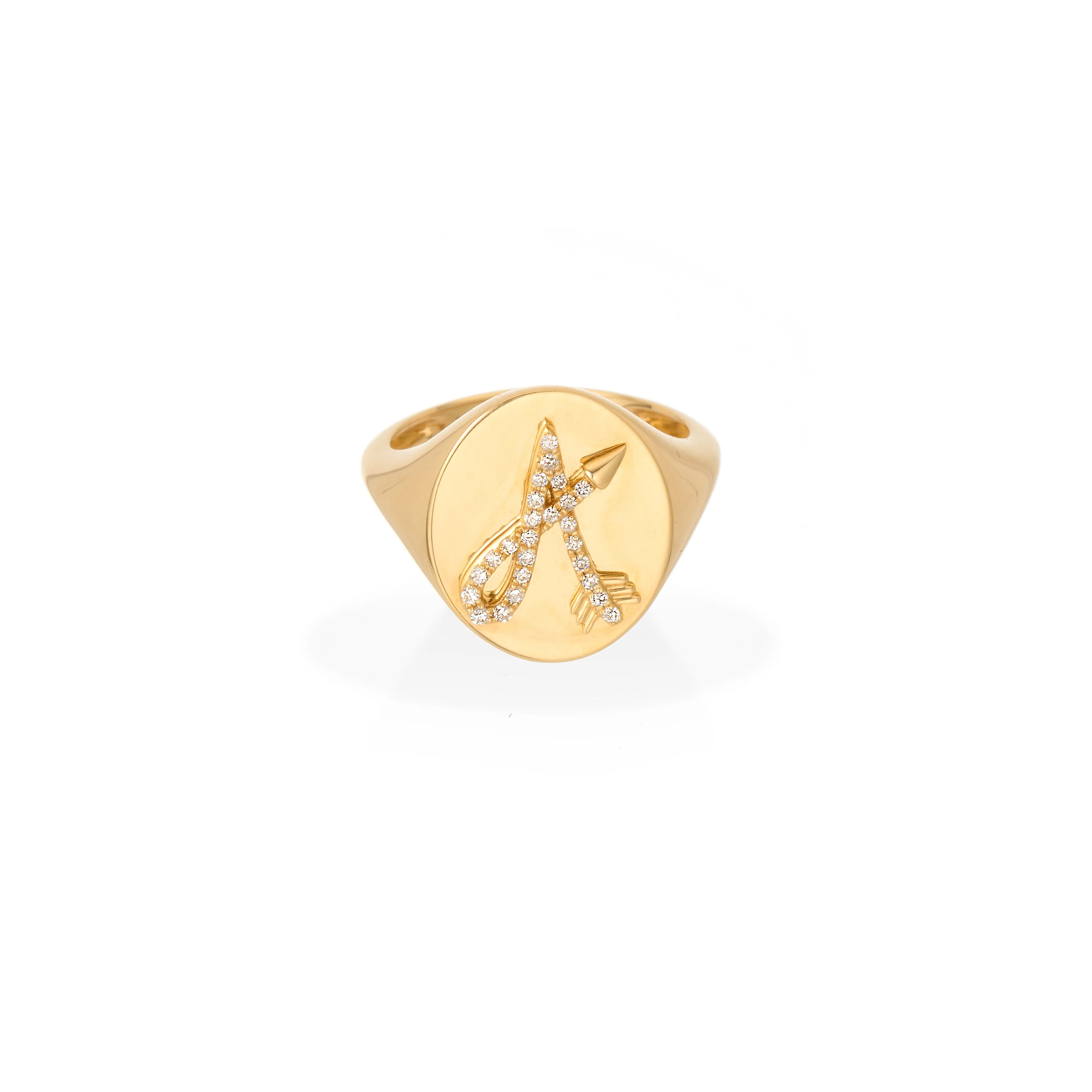 Diamond Arrow Initial Signet Ring sold by Adina Reyter
