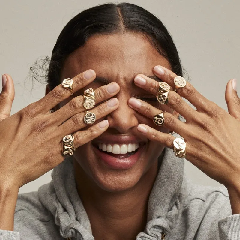 Diamond Arrow Initial Signet Ring sold by Adina Reyter product image thumbnail 2