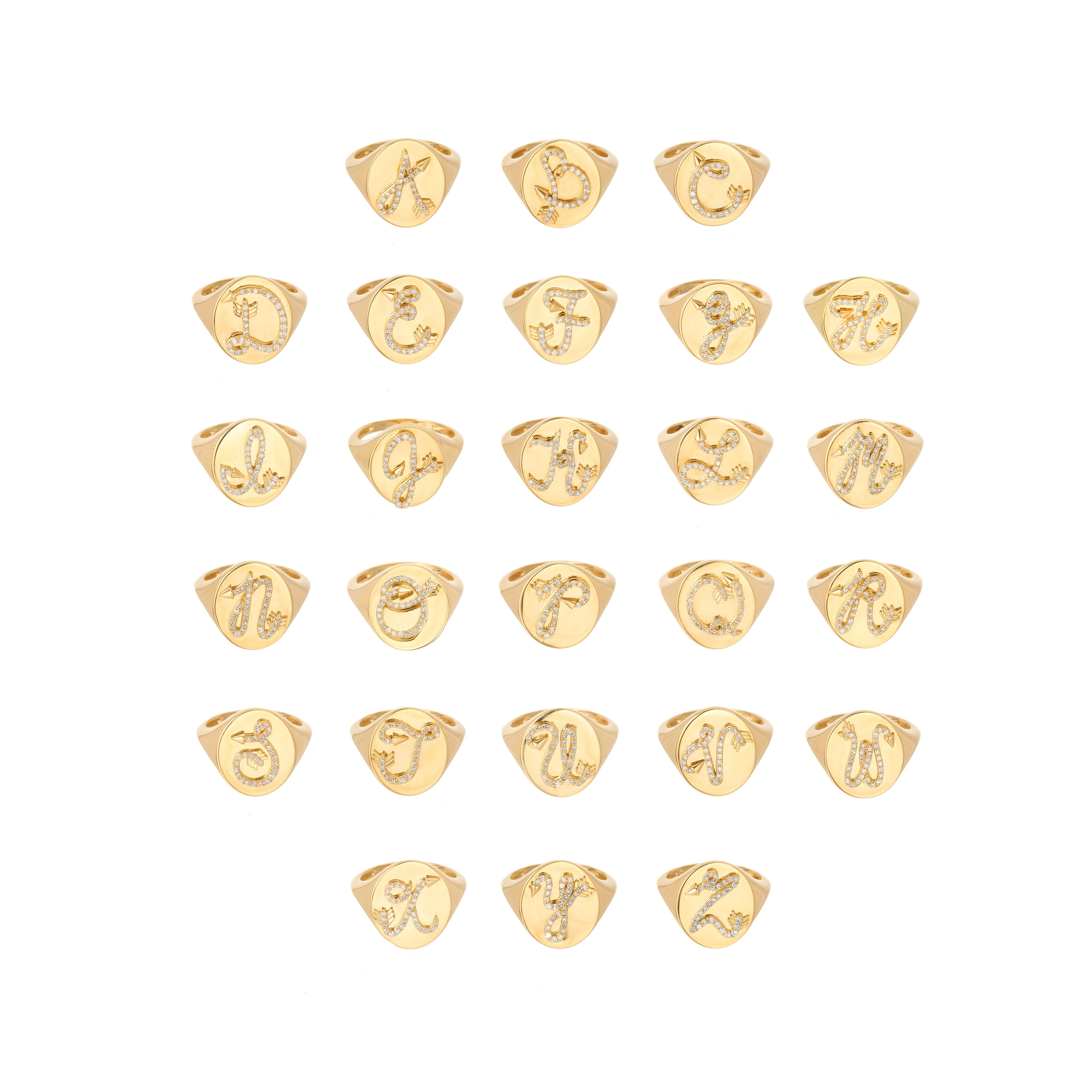 Diamond Arrow Initial Signet Ring sold by Adina Reyter product image thumbnail 4