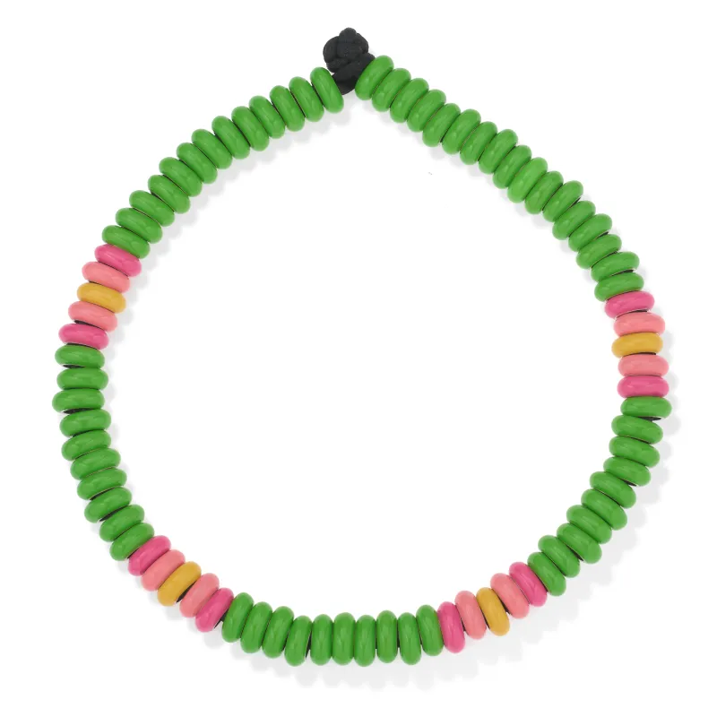 One of a Kind Green Orchid Full Enamel Big Bead Necklace sold by Adina Reyter