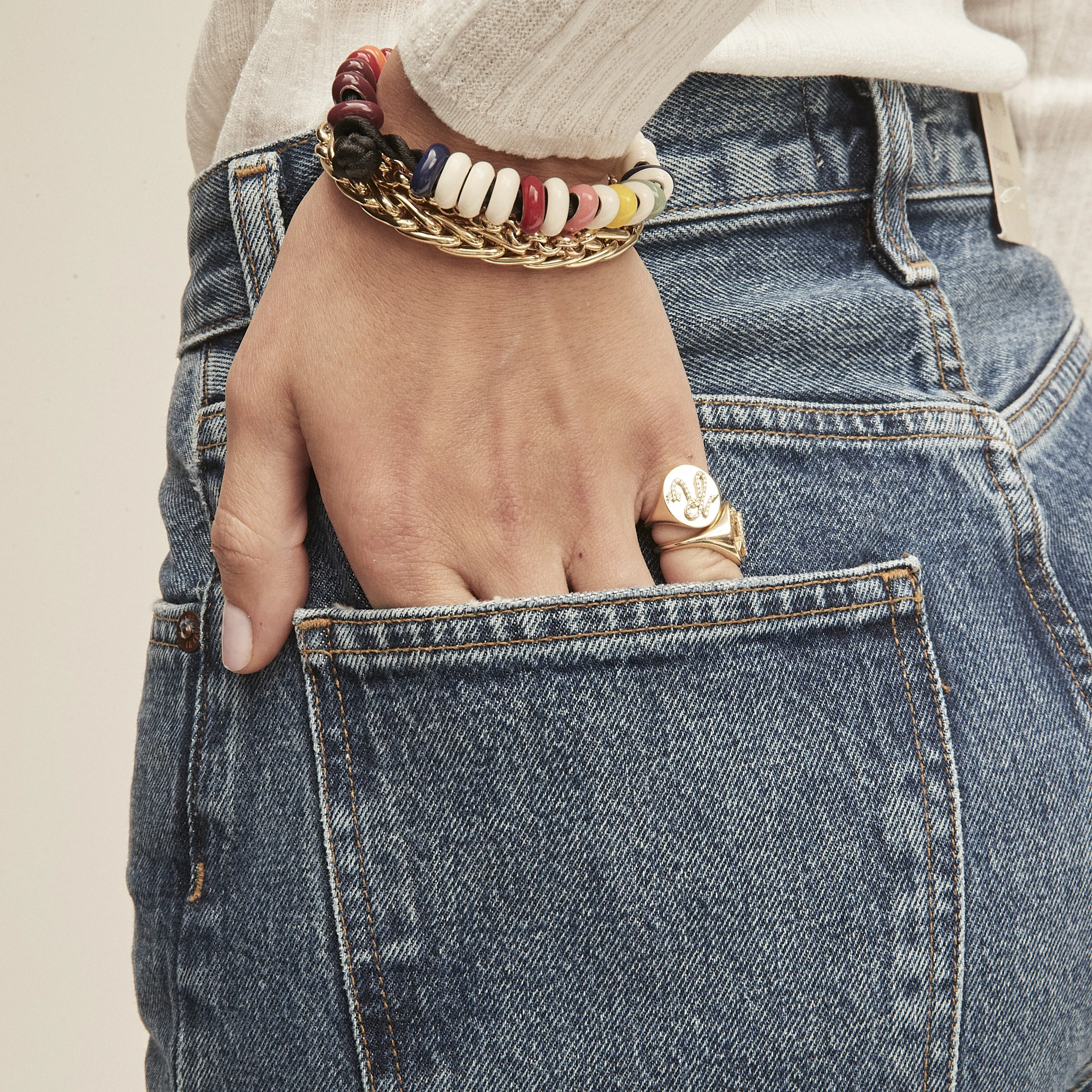 One of a Kind Green Orchid Full Enamel Big Bead Bracelet sold by Adina Reyter product image thumbnail 2