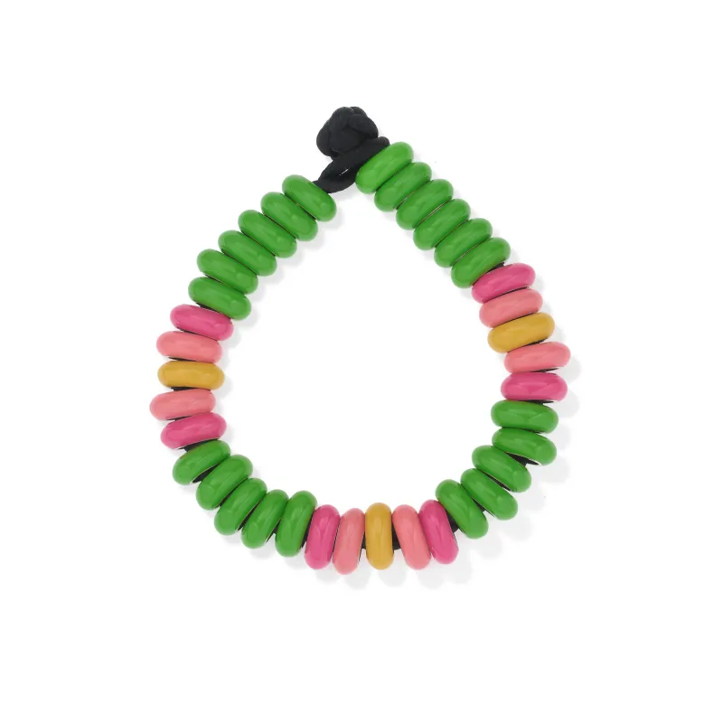 One of a Kind Green Orchid Full Enamel Big Bead Bracelet sold by Adina Reyter